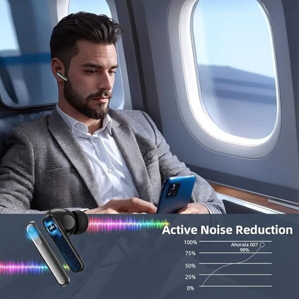 Wireless Earbuds，Bluetooth 5.4 Earbuds,Big Bass Stereo Sound，4 Mic ENC AI Clear Calls.40H Playtime LED Display，IPX5 Waterproof Earphones，Flip Design Headset - Image 3