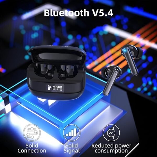 Wireless Earbuds，Bluetooth 5.4 Earbuds,Big Bass Stereo Sound，4 Mic ENC AI Clear Calls.40H Playtime LED Display，IPX5 Waterproof Earphones，Flip Design Headset - Image 4