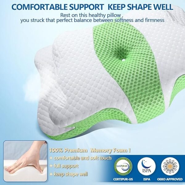 Memory Foam Pillows, Cervical Pillow for Neck and Shoulder Pain Relief, Ergonomic Contour Bed Pillow, Soft for Side Sleep Stomach Sleeping and Back Sleeper - Image 2