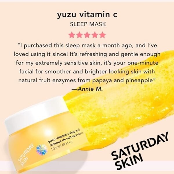 Saturday Skin Yuzu Vitamin C Sleep Overnight Face Mask Skin Care Retinol Niacinamide Face Moisturizer Brightening sleeping mask, Korean skin care, Vegan Smooth Skin - Image 5