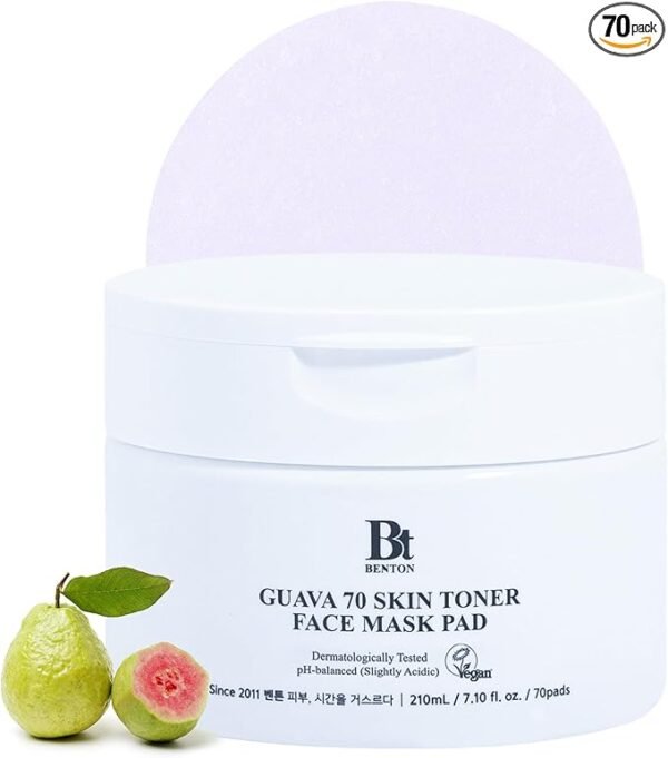 BENTON Guava 70 Skin Toner Face Mask Pad 70 Sheets - Skin Soothing and Moisturizing Effect for All Skin Types, Elastic Skin, Pore Care, Korean Skin Care