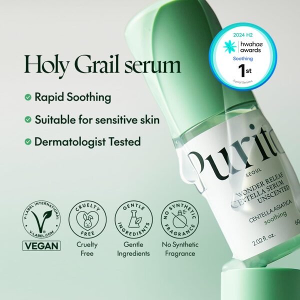 PURITO Centella Unscented Serum, 60ml 2fl.oz | Korean Centella, for All Skin Types, Ampoule, Soothing, Calming - Image 4