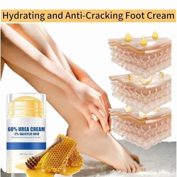 60% Urea Plus 2% Salicylic-Acid Foot Cream,Hydrating and Anti-Cracking Foot Cream,Heel Balm Stick,Deep Moisturizing Nourish Foot Care for Dry Cracked Feet,Soften&Smoothing Skin - Image 6