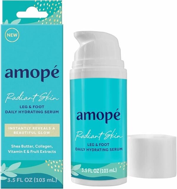 Amope Radiant Glowing Skin Leg & Foot Daily Hydrating Serum, 3.5 FL OZ, Body Lotion, Feet Cream, Moisturizer, Nourishing Complex of Collagen - Shea Butter - Vitamin E