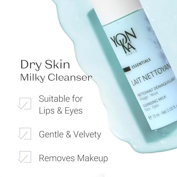 Yon-Ka Lait Nettoyant Facial Cleanser, Gentle Milk Cleanser & Makeup Remover, Daily Plant Based Wash, Moisturize and Balance Skins pH, All Skin Types, Paraben-Free (2.5 oz) - Image 4