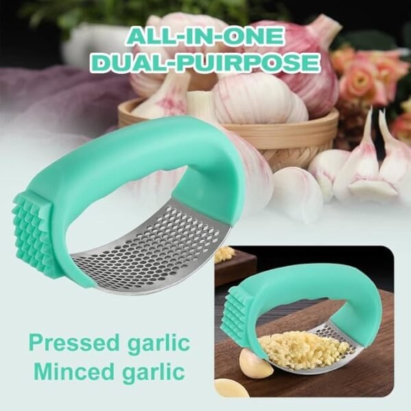 Upgraded Garlic Press Rocker, 2024 New Stainless Steel Garlic Presser, Garlic Mincer Crusher Masher with Peeler and Cleaning Brush, Garlic Chopper for Smash Garlic Kitchen Gadgets Tools - Image 2