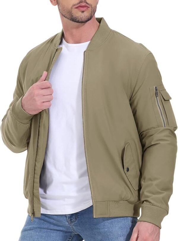 Gopune Men's Windproof Bomber Jacket Warm Water Resistant Windbreaker Winter Outwear Quilted Jackets Coats - Image 4