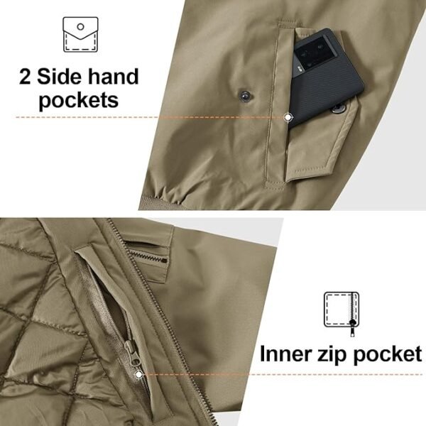 Gopune Men's Windproof Bomber Jacket Warm Water Resistant Windbreaker Winter Outwear Quilted Jackets Coats - Image 2