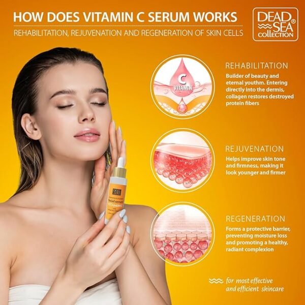 Dead Sea Collection Vitamin C Serum For Face - Hydration Facial Serum - Skin Serum for Smooth and Moisturized Skin - Enriched with Dead Sea Minerals and Vitamins - 1,69 Fl. Oz. - Image 3