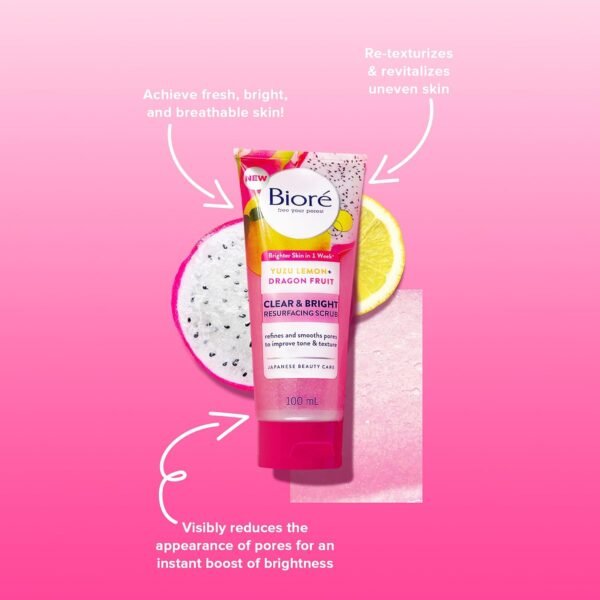 Bioré Brightening Exfoliating Scrub, 3.5 Fluid Ounces, to Exfoliate and Even Skin Tone, for All Skin Types - Image 3