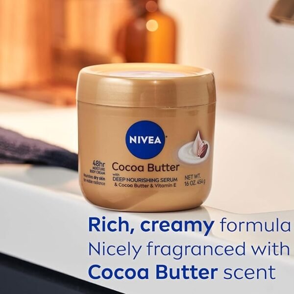 NIVEA Cocoa Butter Body Cream with Deep Nourishing Serum, Cocoa Butter Cream for Dry Skin, 16 Ounce Jar - Image 5