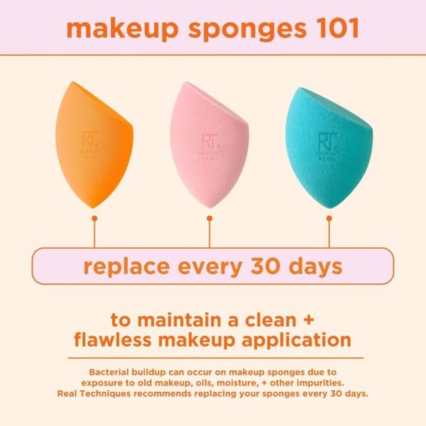 Real Techniques Miracle Concealer Sponge, Makeup Blending Sponge For Concealer, Elongated Shape & Precise Application, Yellow Sponge, Latex-Free Foam, 2 Count - Image 6