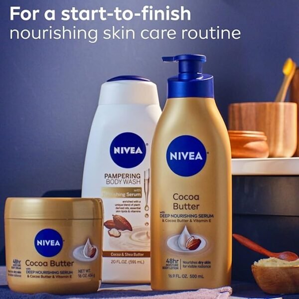 NIVEA Cocoa Butter Body Cream with Deep Nourishing Serum, Cocoa Butter Cream for Dry Skin, 16 Ounce Jar - Image 3