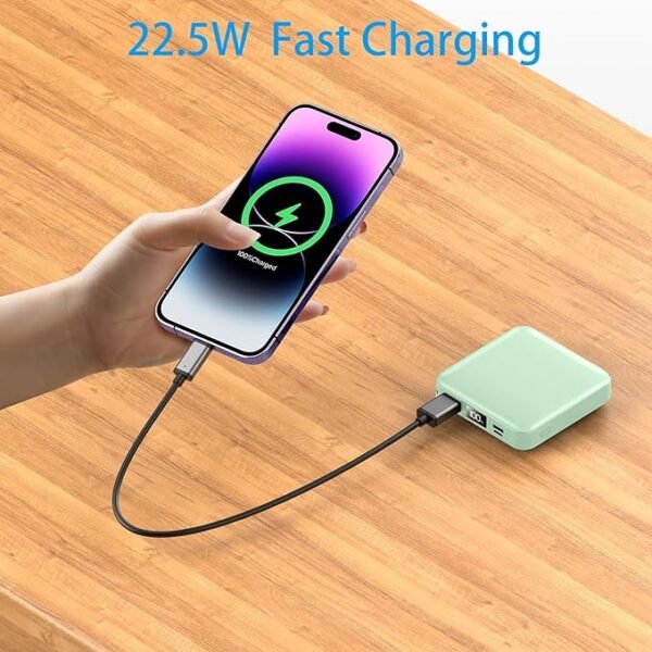 Portable Charger with Built-in Cable,12000mAh 22.5W Fast Charging Small Power Bank,USB C Input/Output with Smart LED Display,External Battery Pack for iPhone,Tablet,Samsung - Image 2