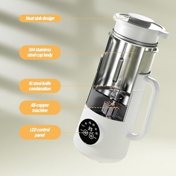 IAGREEA Automatic Nut Milk Maker, 35 oz Homemade Almond, Oat, Soy, Plant-Based Milk and Dairy Free Beverages, Almond Maker with 2 Hours Heat Preservation,10 Blade Design, Keep Warm, Self-Cleaning - Image 6