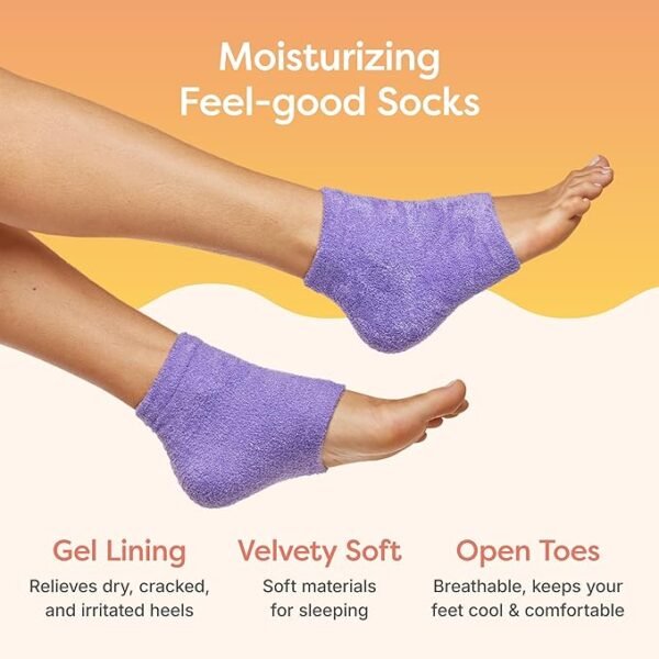 ZenToes Moisturizing Sleep Socks with Vitamin E, Olive Oil and Jojoba Seed Oil to Soften and Hydrate Dry Cracked Heels (Fuzzy Lilac Purple, Regular) - Image 5