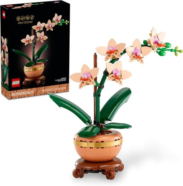 LEGO Botanicals Mini Orchid Building Set - Artificial, Fake Orchid for Home Decor, Adults Ages 18+ - Indoor Plant Decorations for Table, Desk, Office - Gift for Valentines Day for Her & Him - 10343
