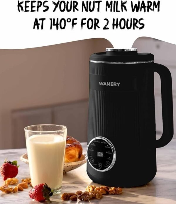 Wamery Original Nut Milk Maker Machine - 32oz Almond, Oat, Soy Milk Maker - Plant Based & Vegan Milk Maker with Delay Start, Keep Warm & Boil Water Functions - Image 3