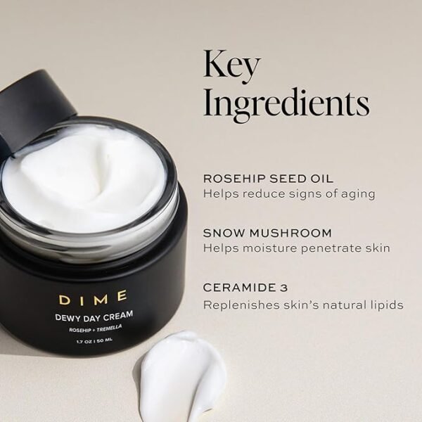 DIME Beauty Dewy Day Cream, Morning Face Moisturizer with Rosehip Oil and Snow Mushroom, 1.7 oz / 50 ml - Image 5