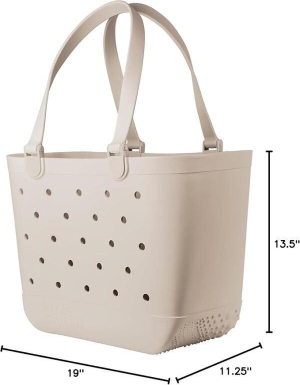 Simple Modern Beach Bag Rubber Tote | Waterproof Extra-Large Tote Bag with Zipper Pocket for Beach, Pool Boat, Groceries, Sports | Getaway Bag Collection | Almond Birch - Image 3