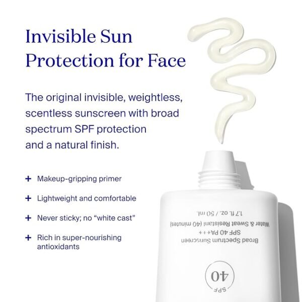 Supergoop! Unseen Sunscreen - SPF 40 - Invisible, Broad Spectrum Face Sunscreen + Makeup-Gripping Primer - Weightless, Scentless, Oil Free - For All Skin Types & Skin Tones - 1.7 fl oz - Image 3