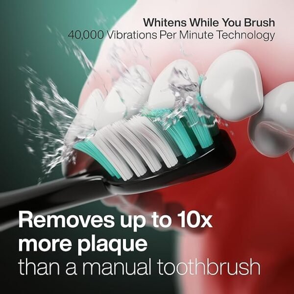 Aquasonic Black Series Ultra Whitening Toothbrush – ADA Accepted Electric Toothbrush- 8 Brush Heads & Travel Case – 40,000 VPM Electric Motor & Wireless Charging - 4 Modes w Smart Timer - Image 3