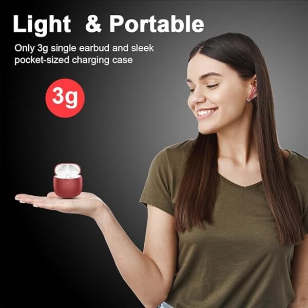 Wireless Earbuds, Bluetooth 5.3 Headphones in Ear with Noise Cancelling Mic, Bluetooth Earbuds Stereo Bass, IP7 Waterproof Sports Earphones, 32H Playtime USB C Charging Ear Buds Red for Android iOS - Image 4