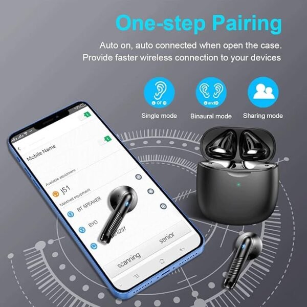 Wireless Earbuds, Bluetooth 5.4 Earbuds Stereo Bass, Bluetooth Headphones in Ear Noise Cancelling Mic, Sports Earphones IP7 Waterproof, 32H Playtime USB C Mini Charging Case Ear Buds for Android iOS - Image 3