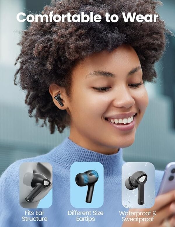 Wireless Earbuds Bluetooth 5.3 Headphones with Touch Screen 50H Playtime Deep Bass Stereo Ear Buds with Mic IPX7 Waterproof in Ear Earphones for Pad Tablet Android/iOS Phones Gifts for Women Men - Image 3