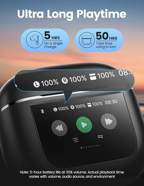 Wireless Earbuds Bluetooth 5.3 Headphones with Touch Screen 50H Playtime Deep Bass Stereo Ear Buds with Mic IPX7 Waterproof in Ear Earphones for Pad Tablet Android/iOS Phones Gifts for Women Men - Image 2