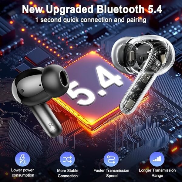Wireless Earbuds Bluetooth Headphones, BT5.4 Deep Bass Hi-Fi Stereo Ear Buds, 4 ENC Noise Cancelling Mic, 36Hrs USB-C in-Ear Earphone, IP7 Waterproof Sport Workout for Laptop Pad Android iOS Phone - Image 3