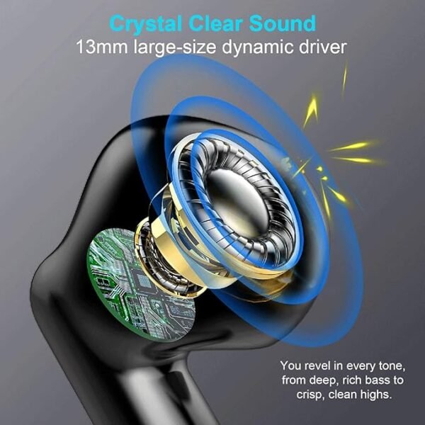 Wireless Earbuds, Bluetooth 5.4 Earbuds Stereo Bass, Bluetooth Headphones in Ear Noise Cancelling Mic, Sports Earphones IP7 Waterproof, 32H Playtime USB C Mini Charging Case Ear Buds for Android iOS - Image 2