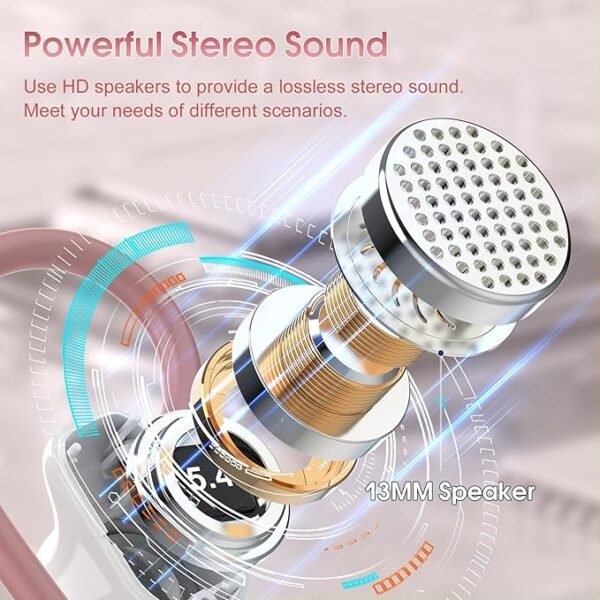 OYIB Wireless Earbuds Bluetooth 5.4 Headphones Sport, 50H Bluetooth Earbuds with Earhooks, Over Ear Bud Deep Bass with ENC Mic, IP7 Waterproof Wireless Earphone for Workout/Running, Rose Gold - Image 3